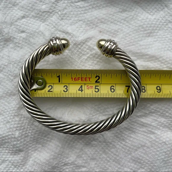 David Yurman Cable Bracelet with Gold Dome and Diamonds - Picture 8 of 8